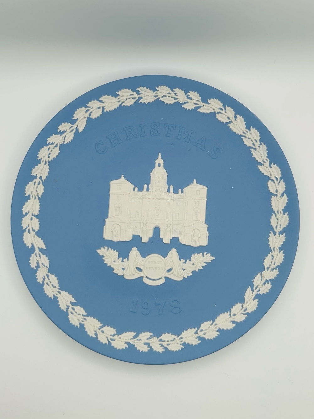 Vintage 1978 Wedgwood Christmas Plate | Blue Jasperware Horse Guards London